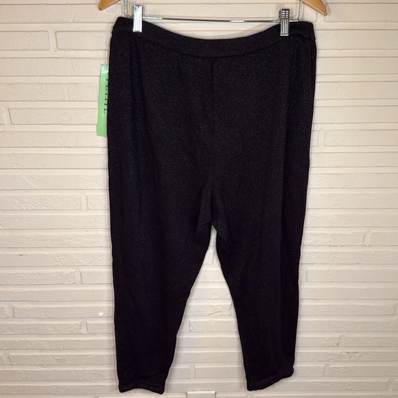 Soho Apparel Black Metallic Pleated Straight Leg Knit Pants, Women’s Size PXL - Picture 5 of 5